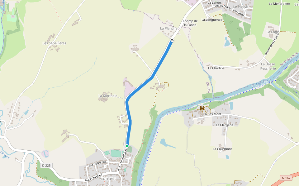 Voie Verte de Contest à Saint-Baudelle walking route map in Contest