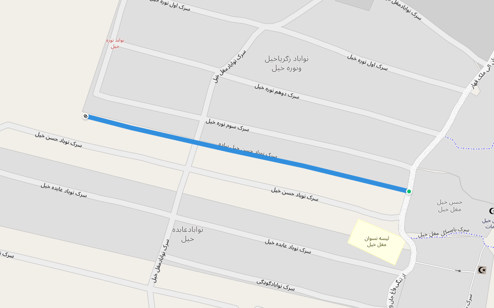 سرک نوباد حسن خیل پیاده walking route map in Dewalak