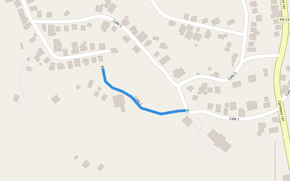 Calle 1 walking route map in Jayuya