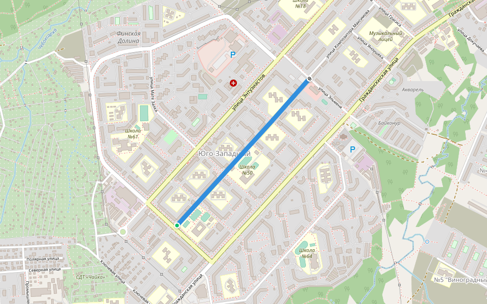 Юго-Западный бульвар walking route map in Cheboksary