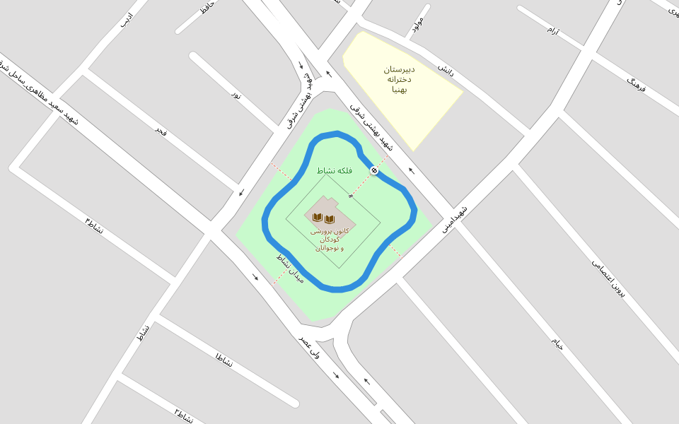 میدان نشاط walking route map in Tiran