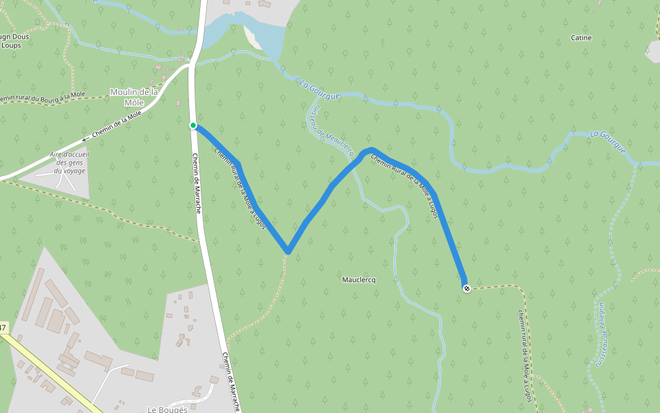 Chemin Rural de la Mole à Lugos walking route map in Sanguinet