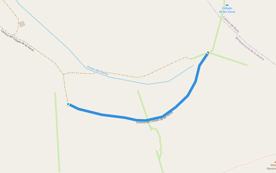 Camino del Collado de las Vacas walking route map in Benquerencia de la Serena