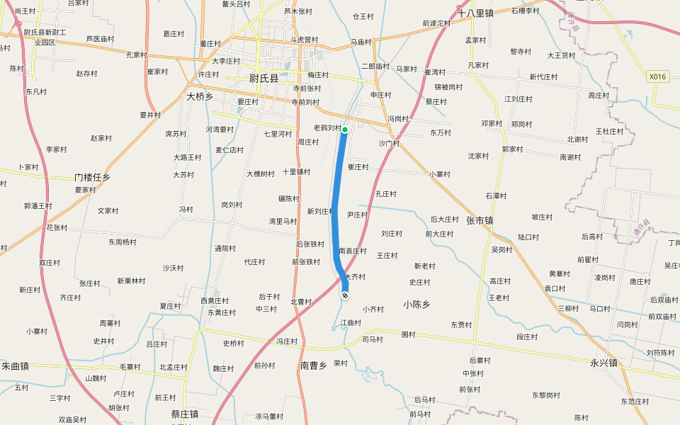 贾鲁河右岸堤 walking route map in Kai Feng Shi