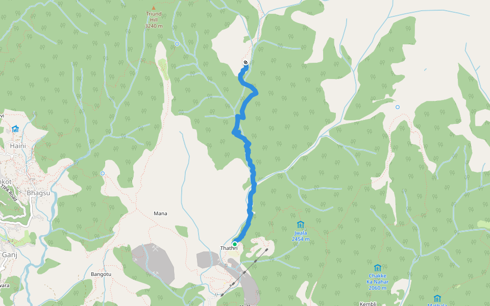 Thathri Trakdi Trail walking route map in Khanyara