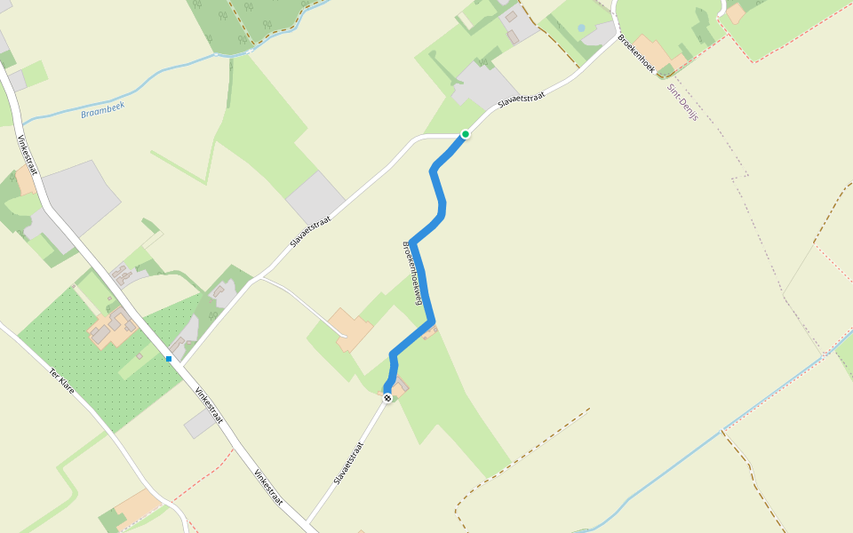 Broekenhoekweg walking route map in Zwevegem
