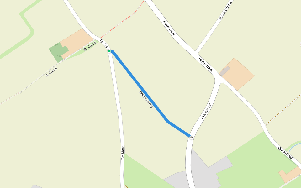 Bellevueweg walking route map in Zwevegem