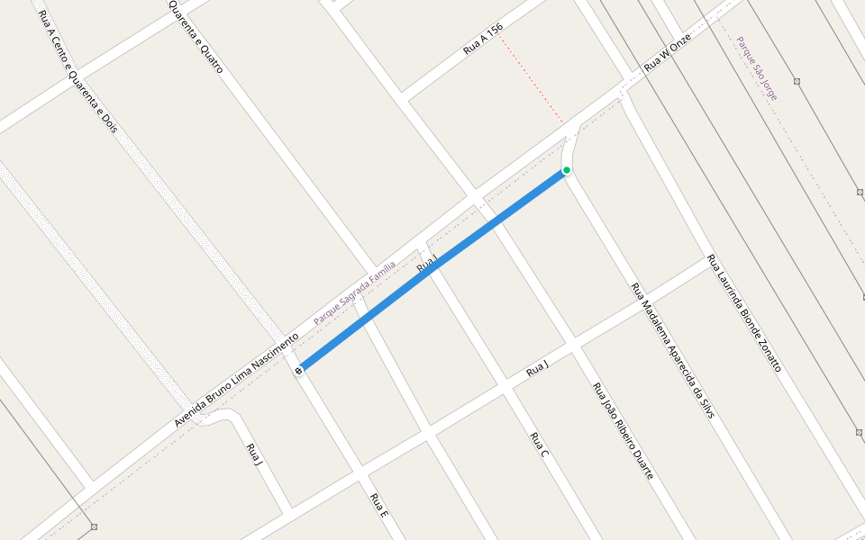 Rua J walking route map in Rondonópolis