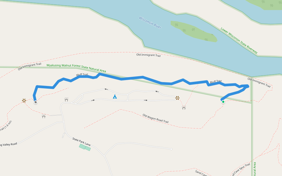 Bluff Trail walking route map in Bagley