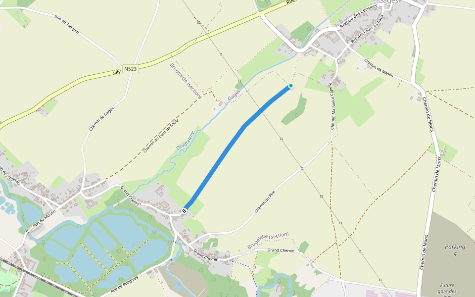 Chemin de la Dendrelette walking route map in Brugelette