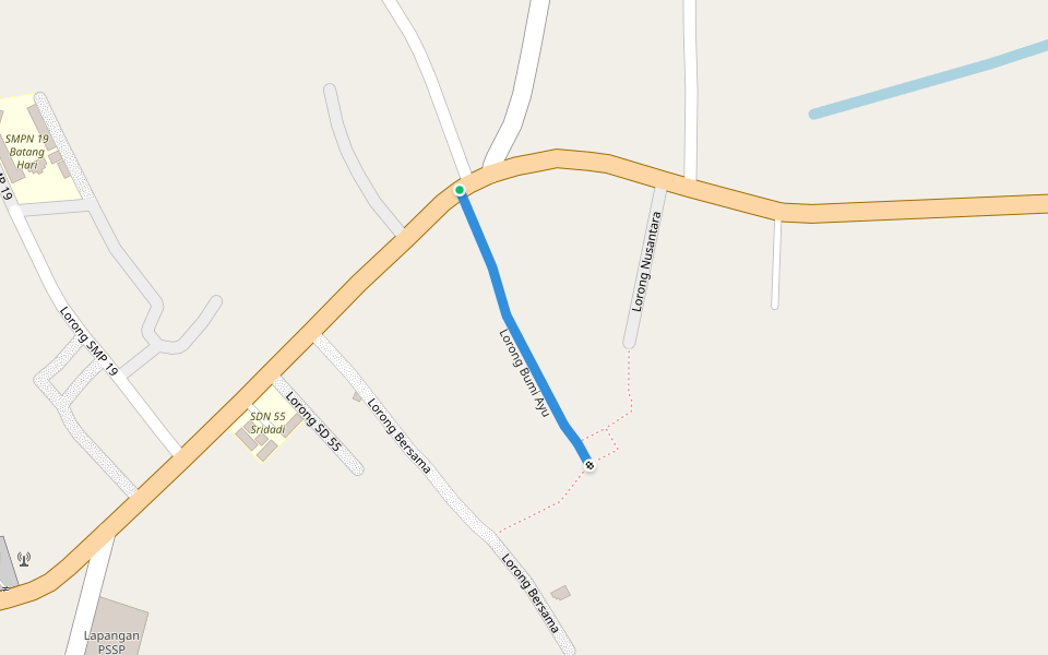 Lorong Bumi Ayu walking route map in Jambi