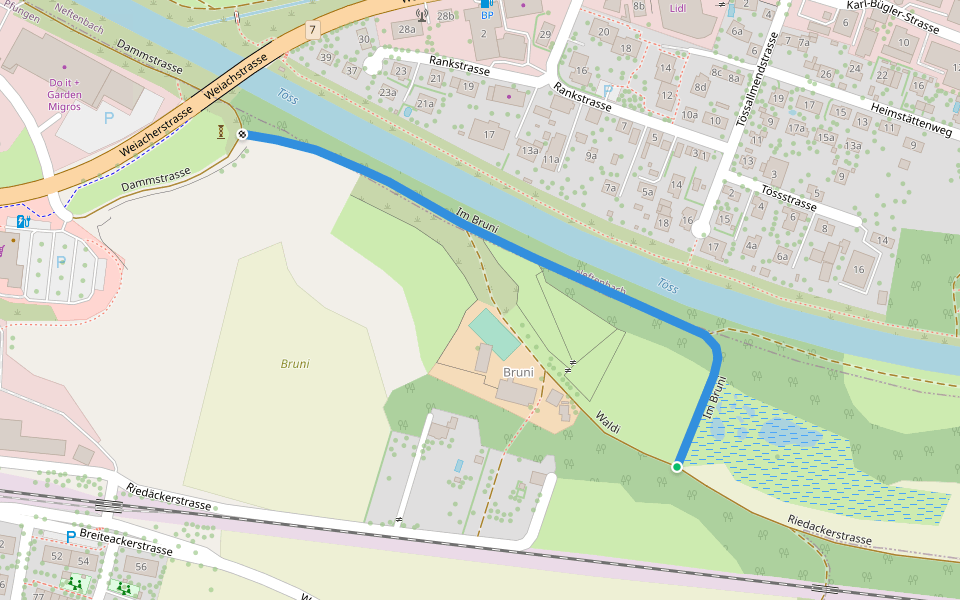 Im Bruni walking route map in Pfungen