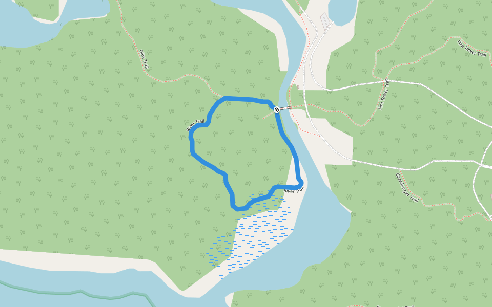 River Trail walking route map in Restoule
