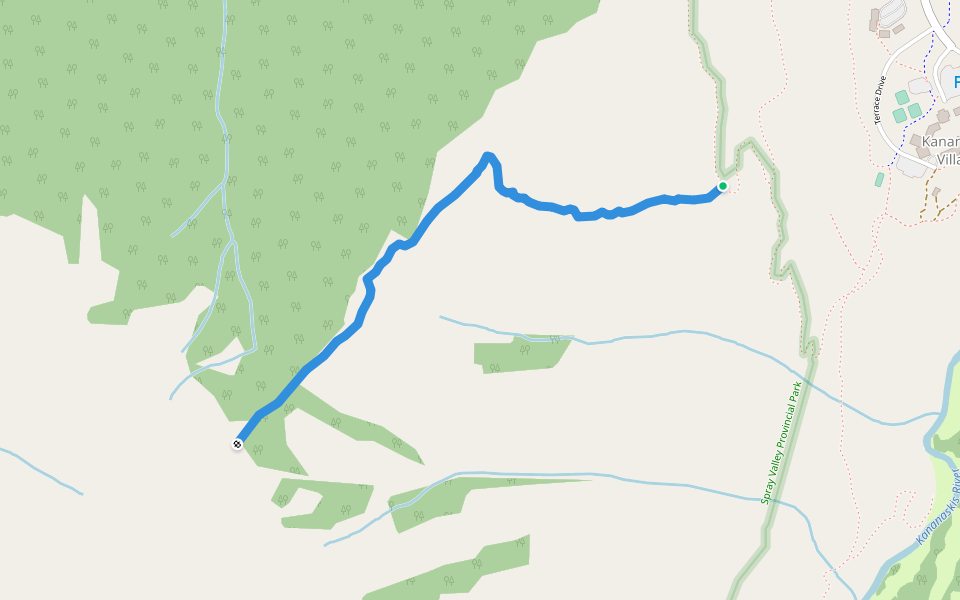 Mount Kidd Lookout Trail walking route map in Lac des Arcs