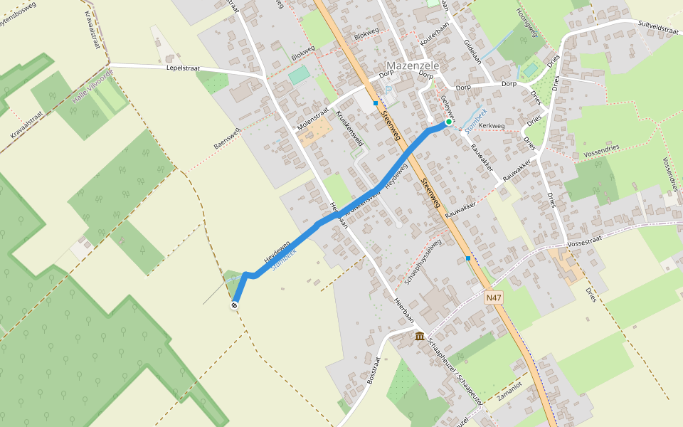 Heydeweg walking route map in Opwijk