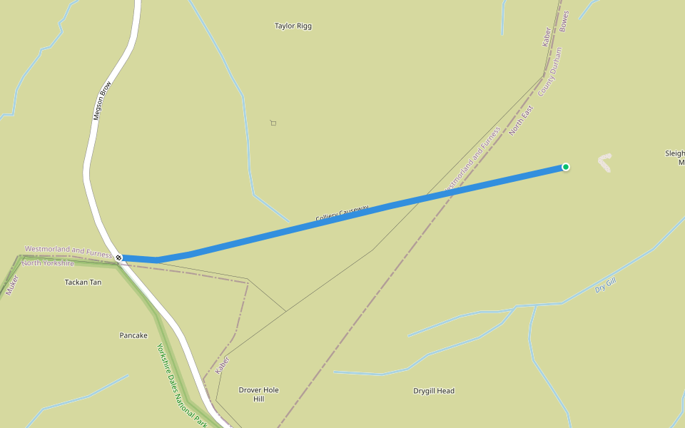 Colliery Causeway walking route map in West Stonesdale