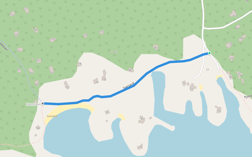 Ivarsand walking route map in Stathelle