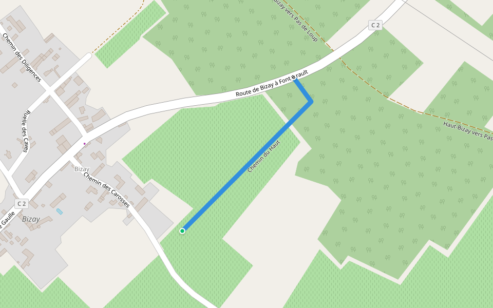 Chemin du Haut walking route map in Épieds