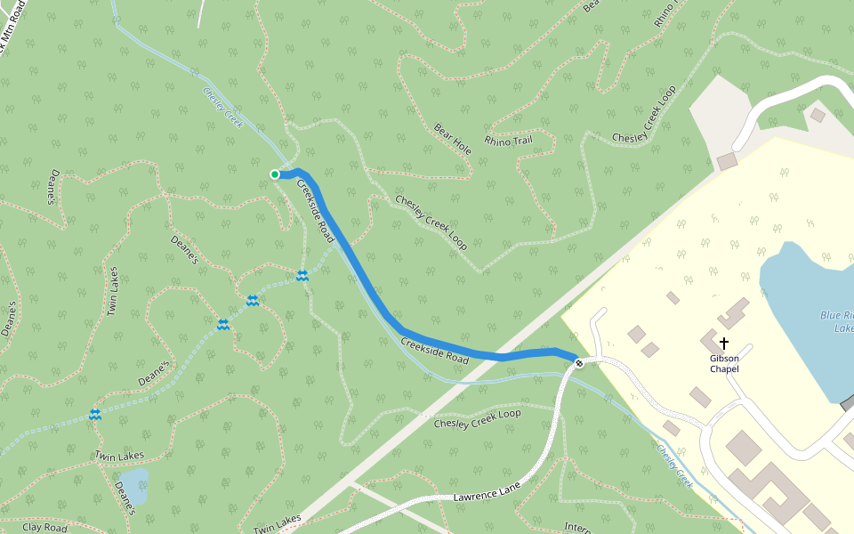 Creekside Road walking route map in Dyke