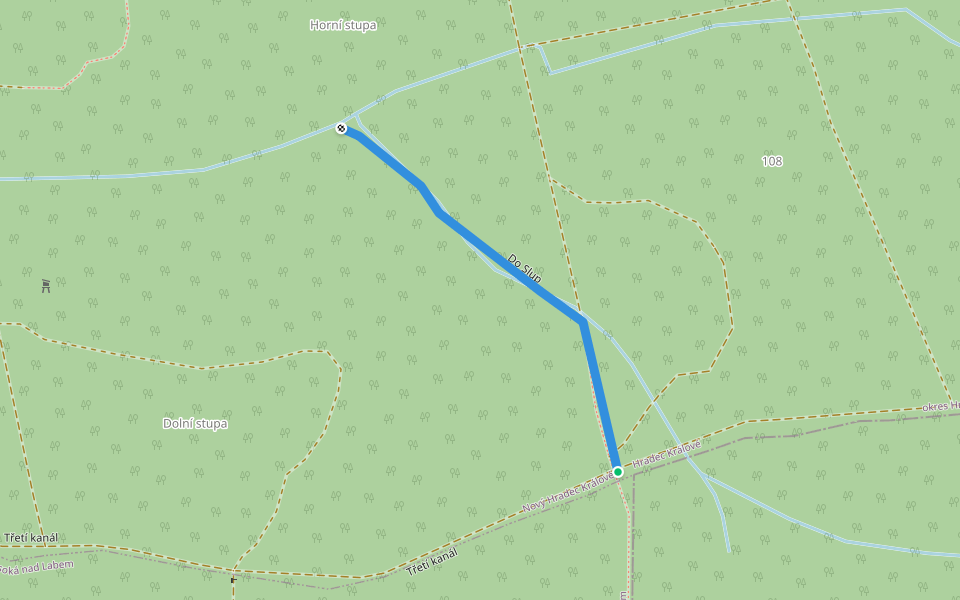 Do Slup walking route map in Hradec Kralove