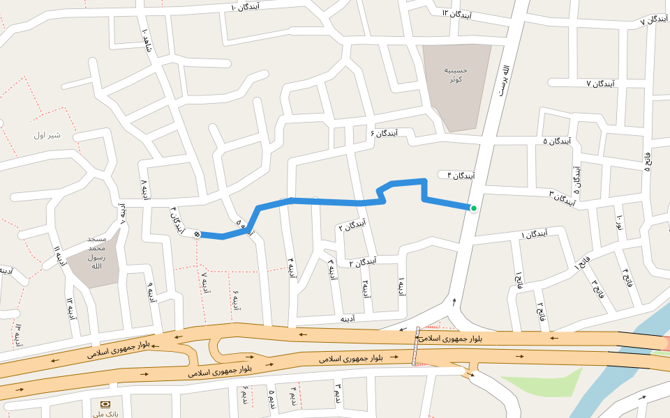 آیندگان ۴ walking route map in Bandar Abbas