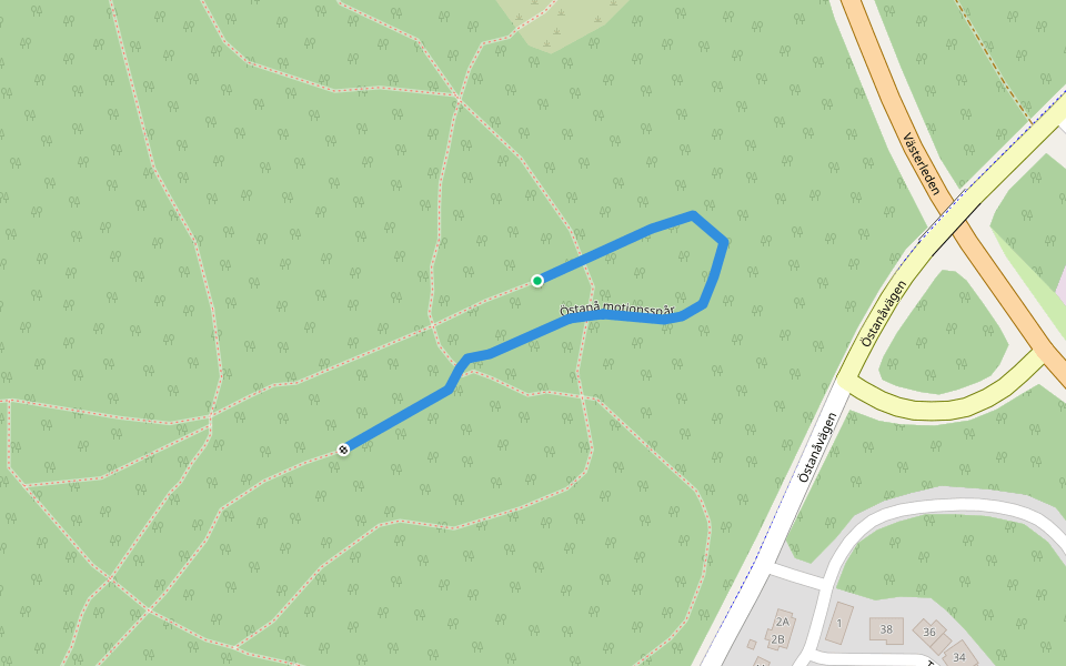 Östanå motionsspår walking route map in Vetlanda