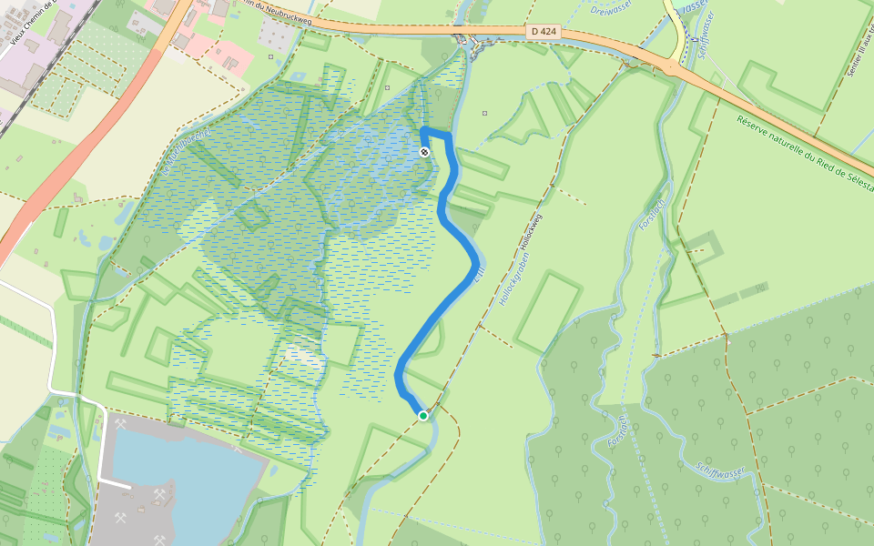Sentier de l'Observatoire Rohrmatten de l'Illwald walking route map in Sélestat