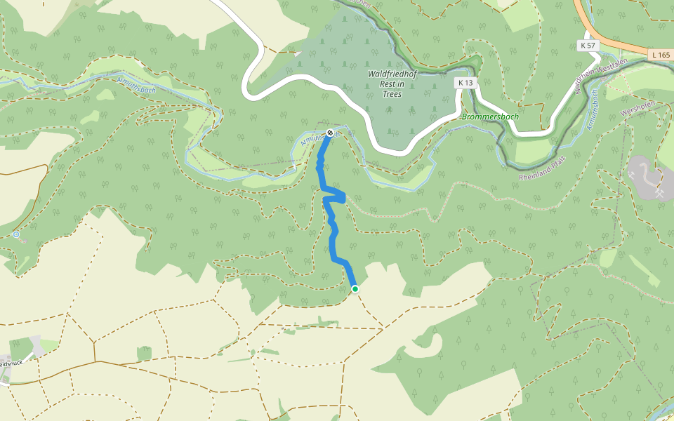 Kreuzheck-Wildpfad walking route map in Wershofen