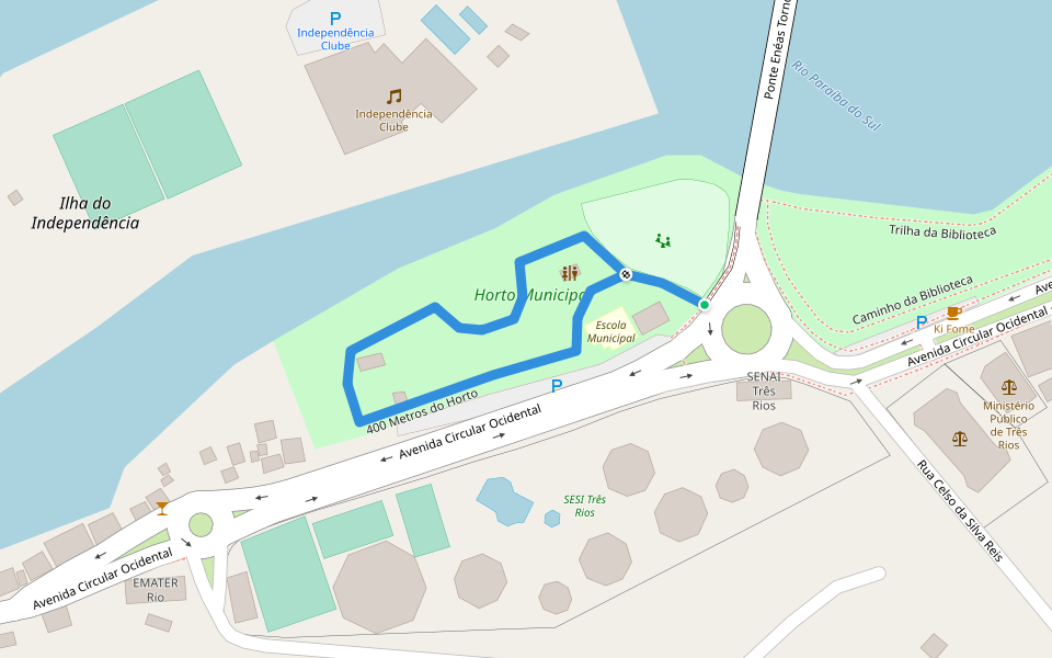 400 Metros do Horto walking route map in Três Rios