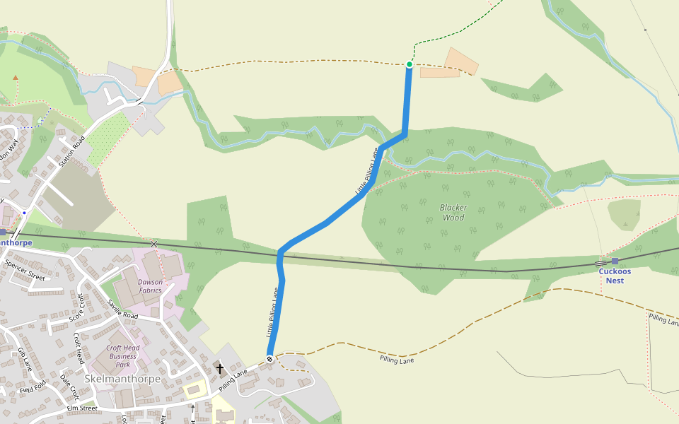 Little Pilling Lane walking route map in Emley