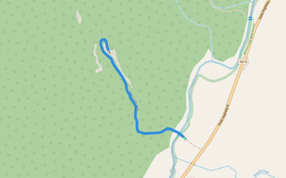 Shanty Cliffs path walking route map in Johnsburg