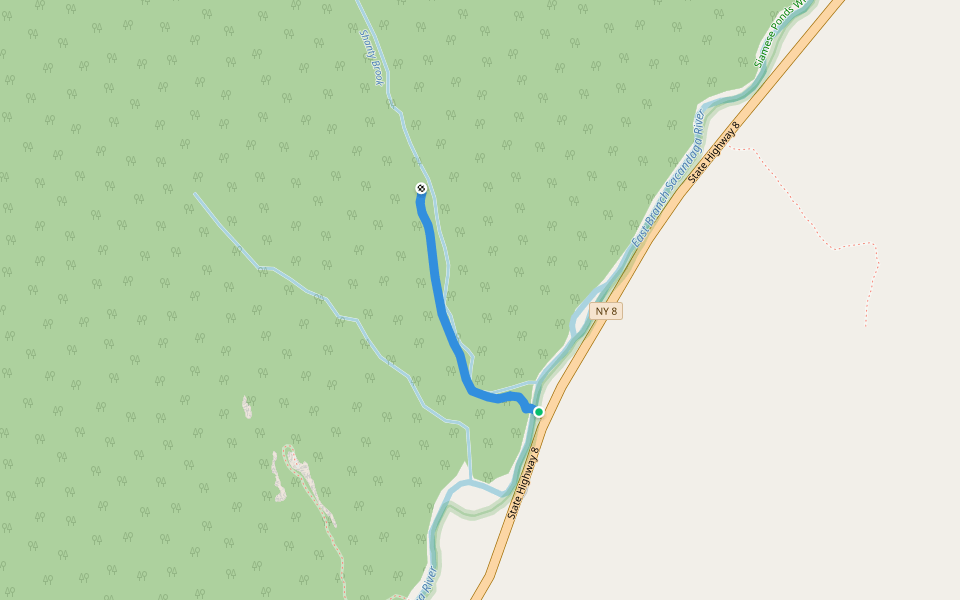 Shanty Brook path walking route map in Johnsburg