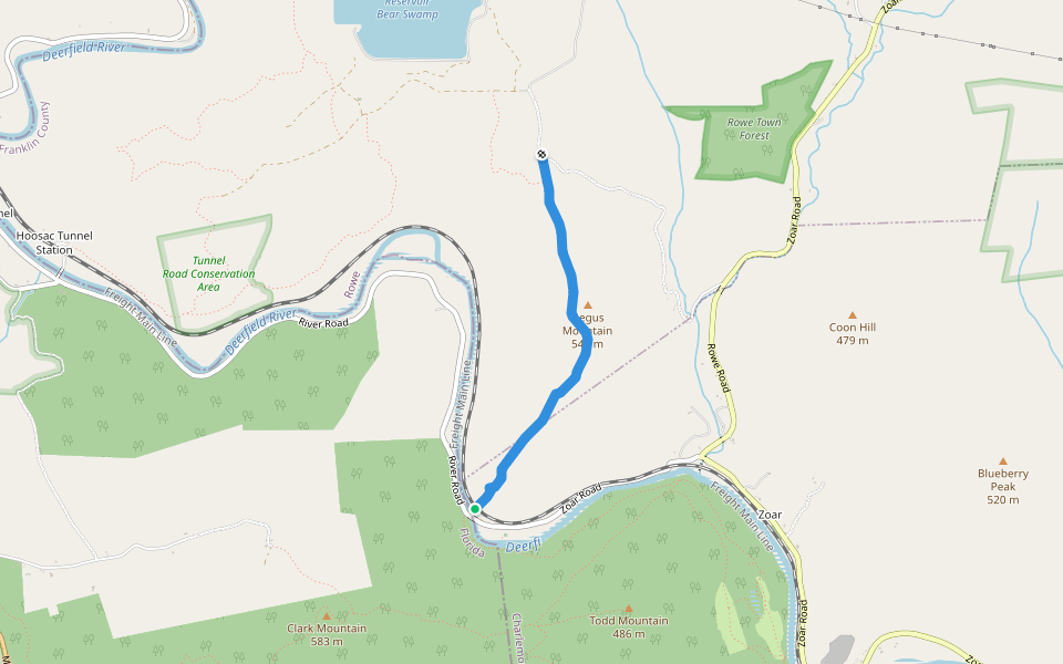 Negus mountain trail walking route map in Charlemont