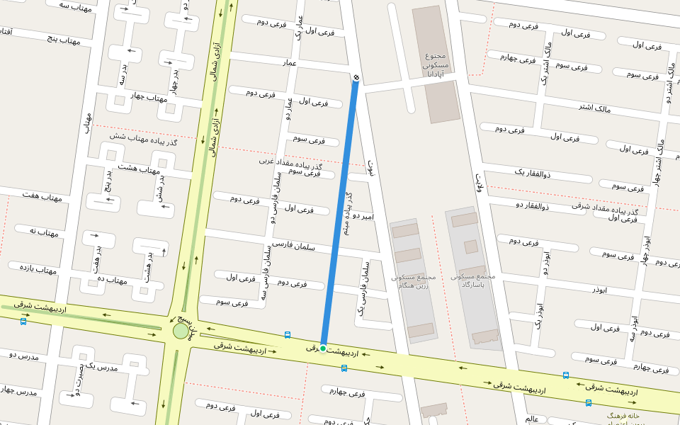 گذر پیاده میثم walking route map in Baharestan