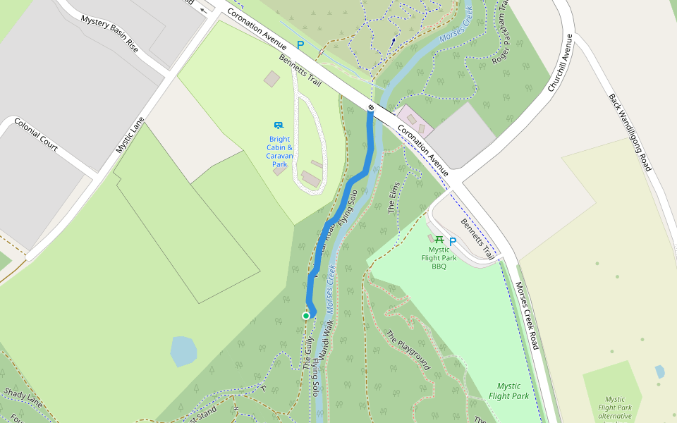 Pine Planters walking route map in Bright