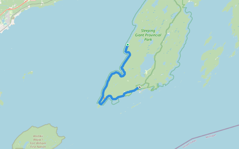 Kabeyun Trail walking route map in Silver Islet
