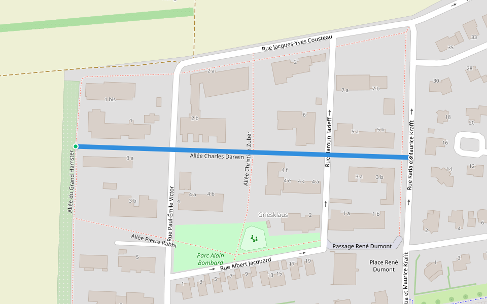 Allée Charles Darwin walking route map in Vendenheim