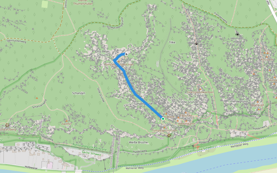 Tümpelgrund walking route map in Rathen