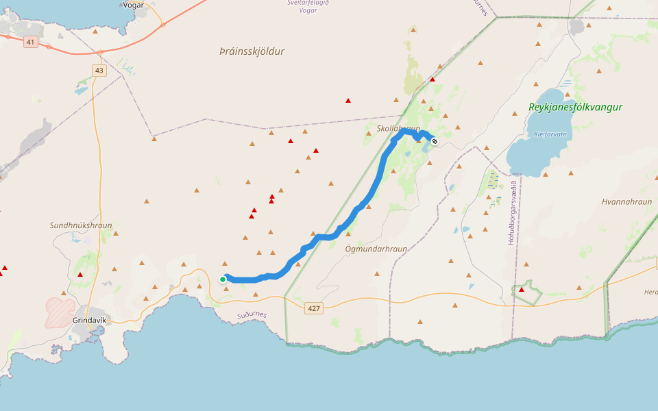 Reykjavegur walking route map in Grindavik