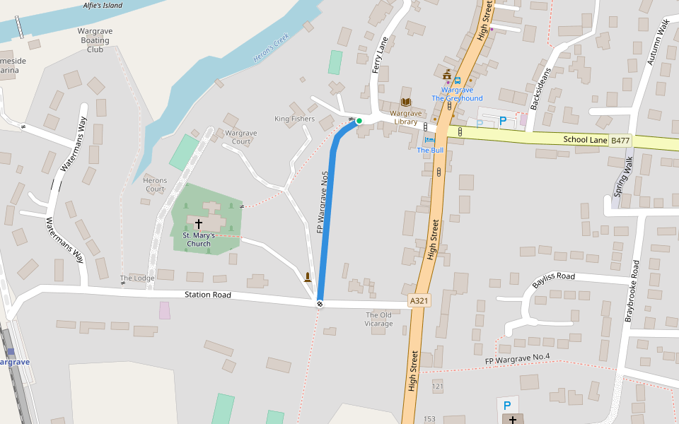 FP Wargrave No5 walking route map in Wargrave