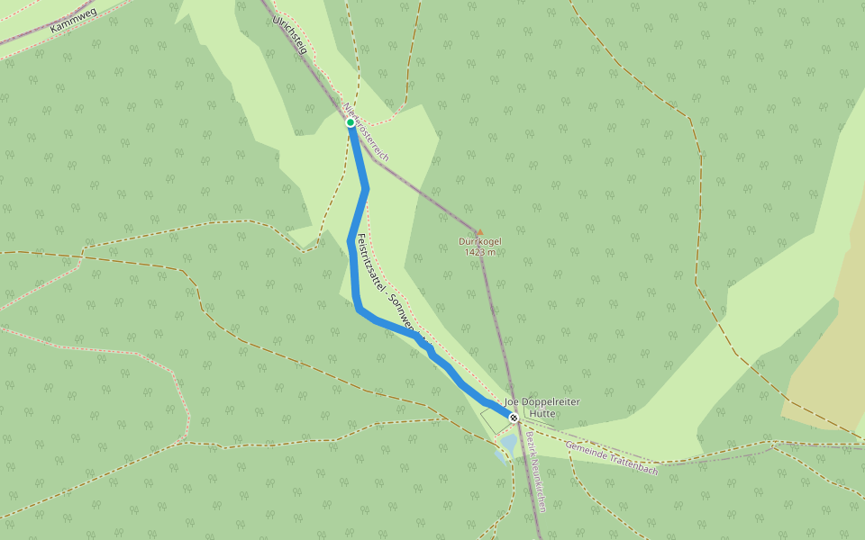 Feistritzsattel - Sonnwendstein walking route map in Dürrgraben