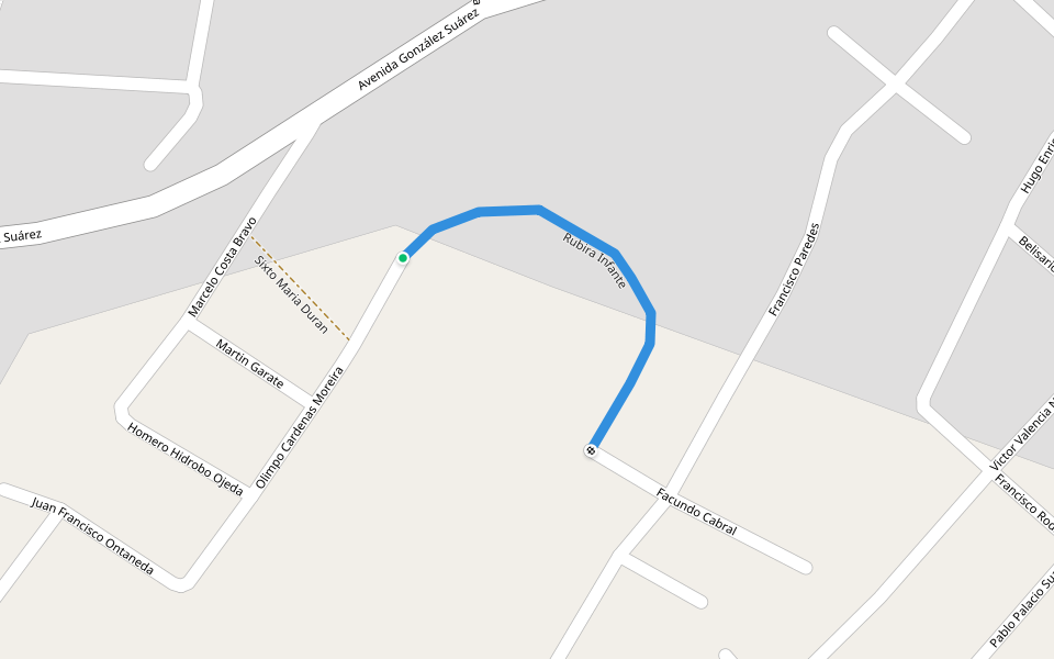 Rubira Infante walking route map in Puyo