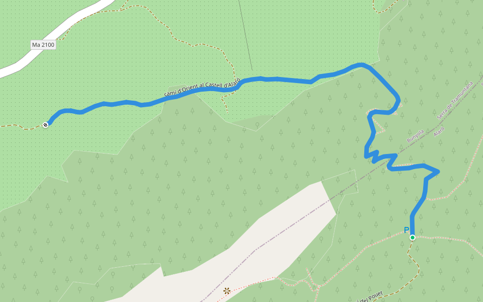 camí d'Orient al Castell d'Alaró walking route map in Alaró