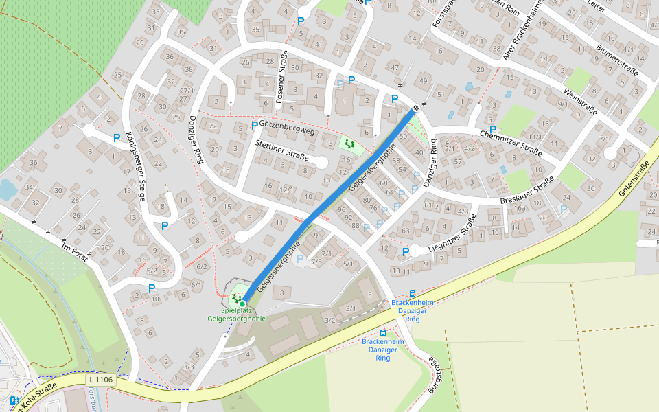 Geigersberghohle walking route map in Brackenheim