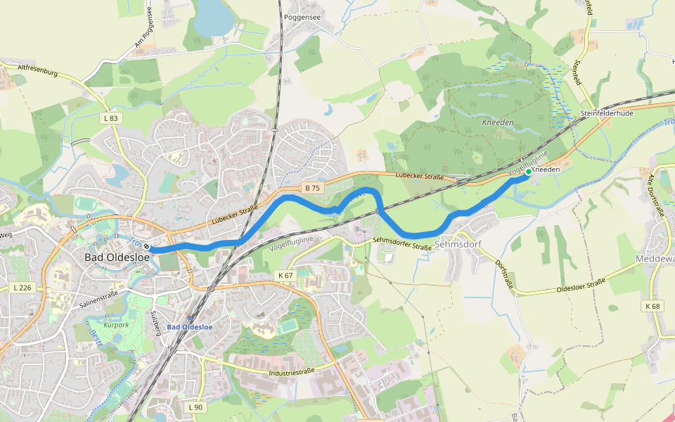 Travewanderweg walking route map in Bad Oldesloe