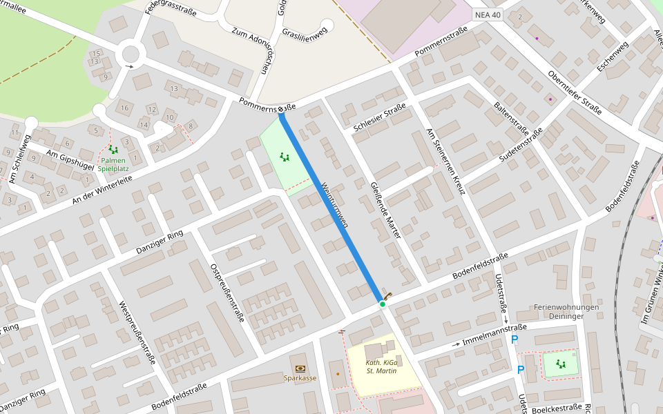 Weinturmweg walking route map in Bad Windsheim