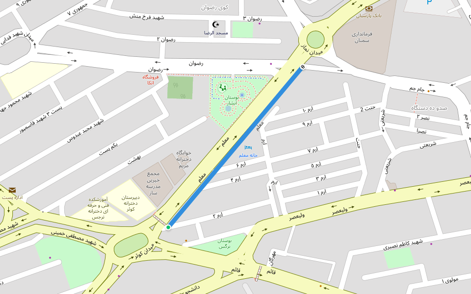 معلم walking route map in Tāsh-e-olyā