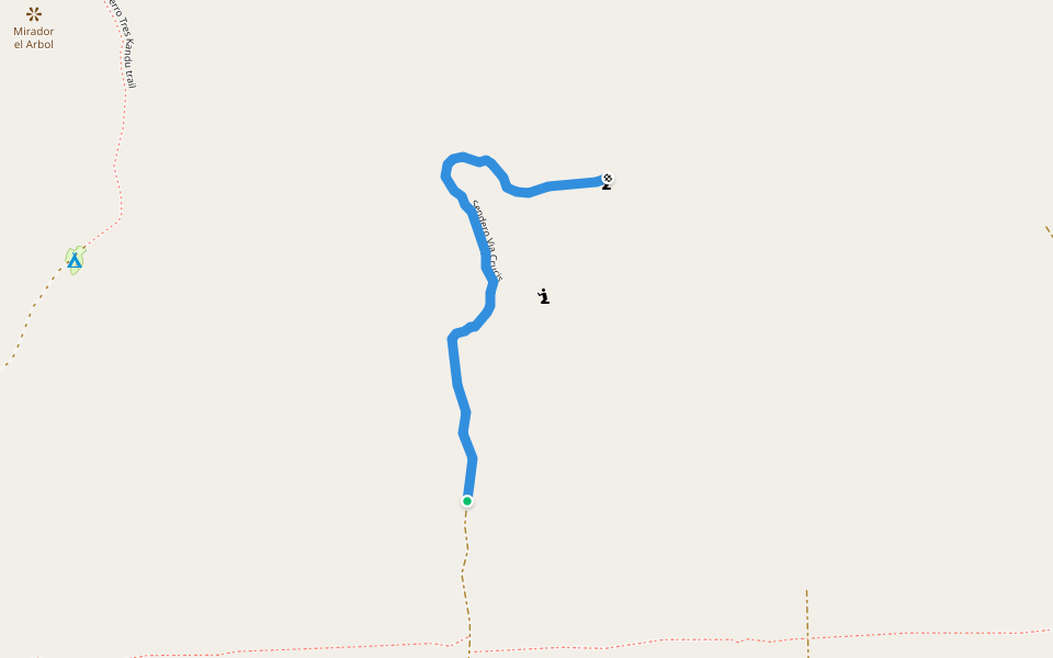 Sendero Via Crucis walking route map in Cerro Cora