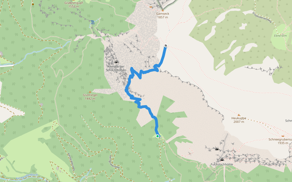 Altenbergersteig walking route map in Kerngraben