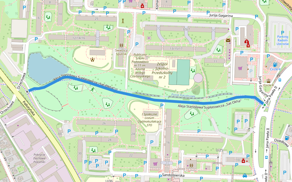 Aleja Stanisława Supłatowicza „Sat-Okha" walking route map in Radom